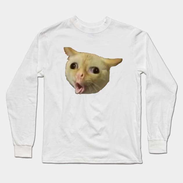 Cat Coughing Like A Kid Meme Long Sleeve T-Shirt by TintedRed